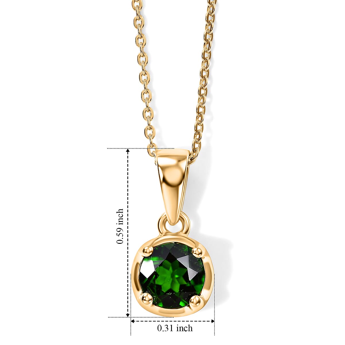D'Joy Chrome Diopside 0.85 ctw Crown Solitaire Pendant Necklace in 18K Vermeil Yellow Gold Over Sterling Silver 20 Inches image number 2
