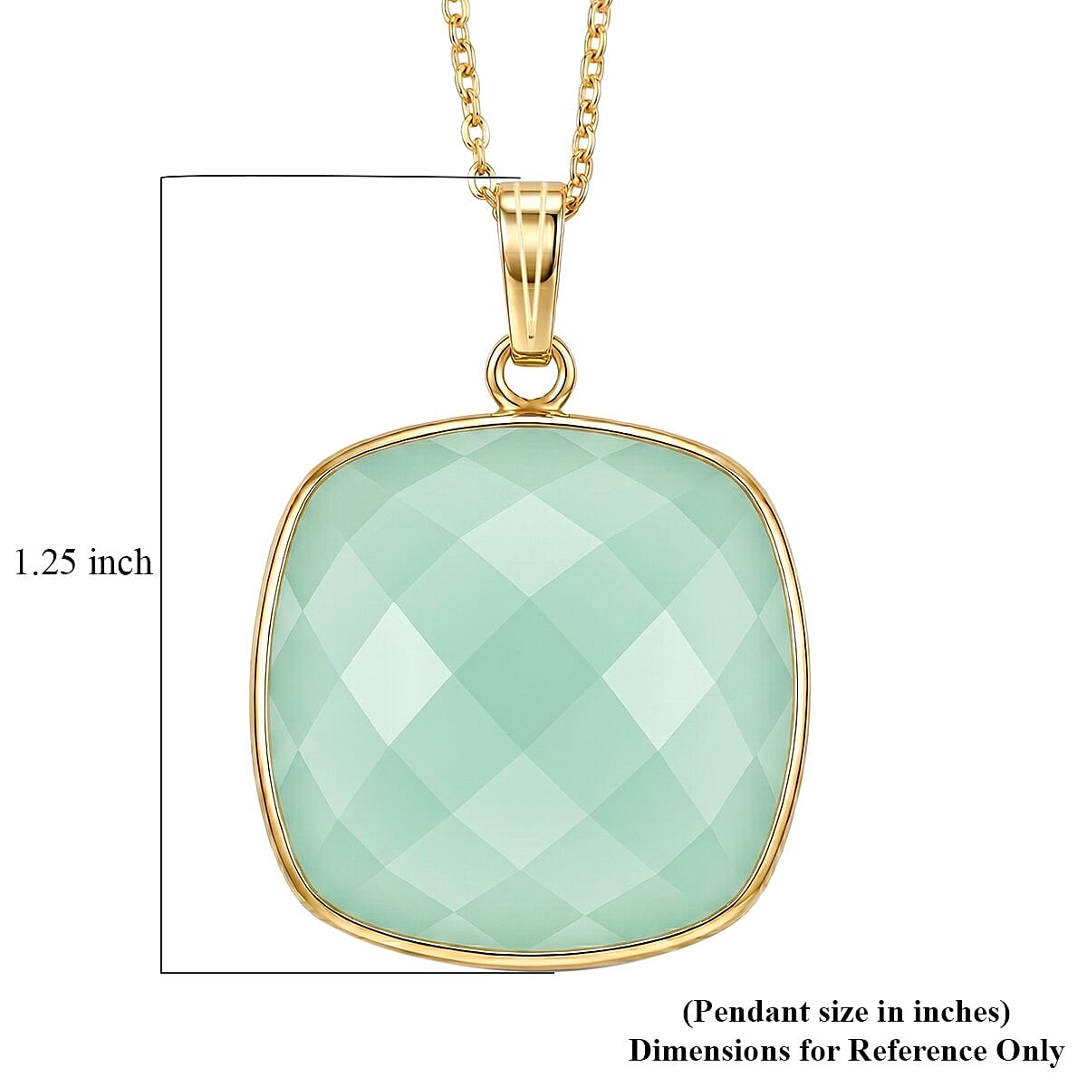 Checkerboard Cut Chalcedony 24.65 ctw Pendant Necklace in 14K Yellow Gold Over Sterling Silver 18 Inches  image number 6