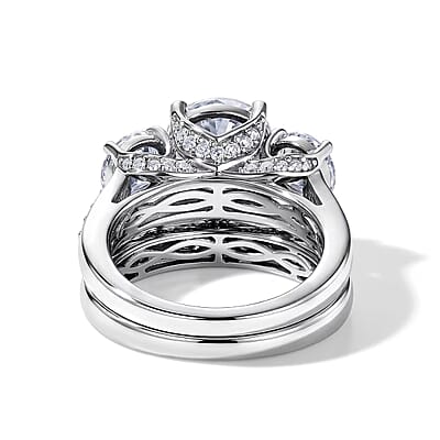 D'Joy Moissanite 5.15 ctw Set of 2 Rhythm of Time Ring in Rhodium Over Sterling Silver (Size 5)