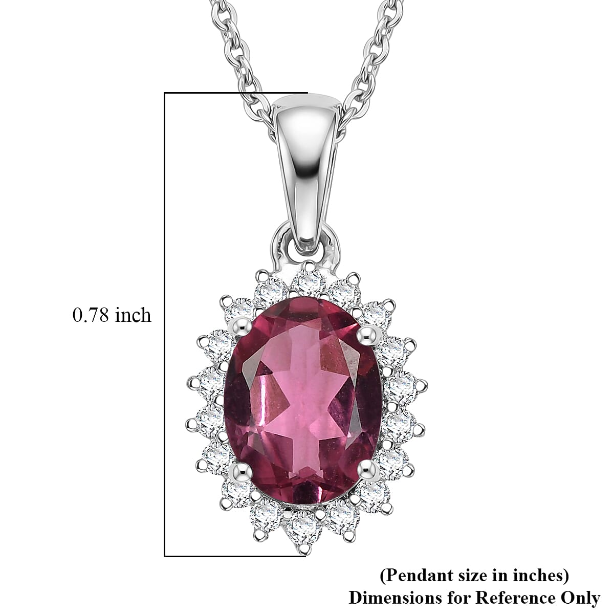 D'Joy Premium Ouro Fino Rubellite and Diamond 1.65 ctw Pendant Necklace in Rhodium Over Sterling Silver 20 Inches