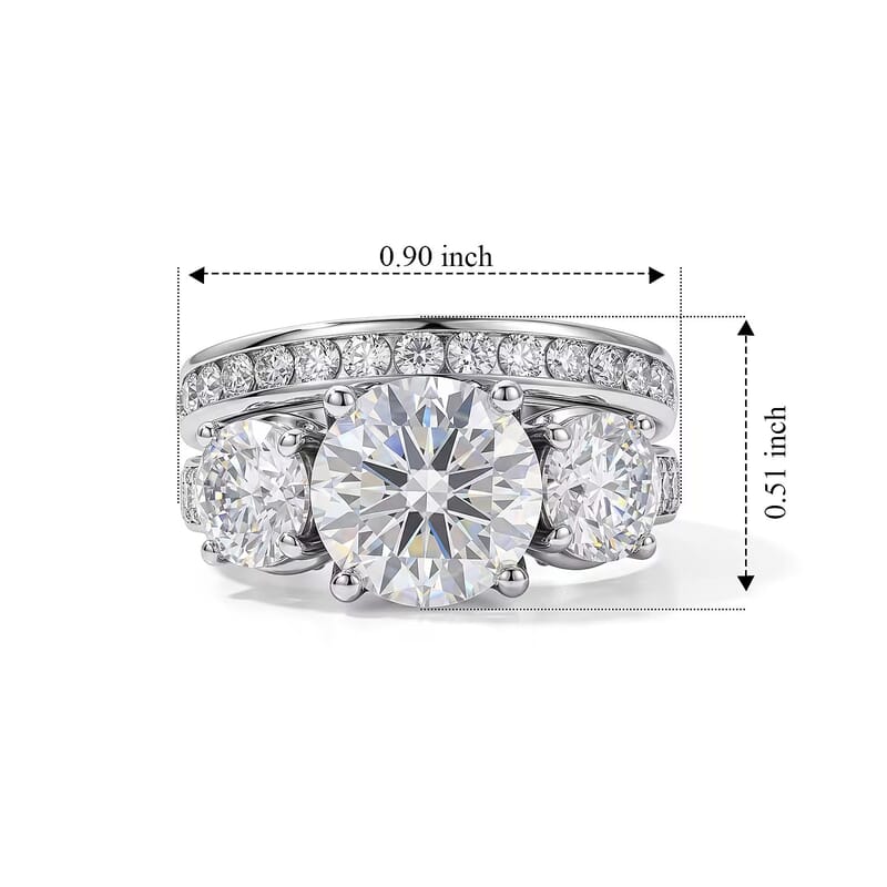 D'Joy Moissanite 5.15 ctw Set of 2 Rhythm of Time Ring in Rhodium Over Sterling Silver (Size 8)