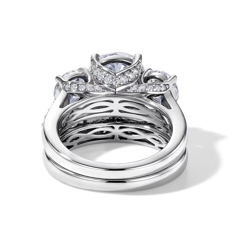 D'Joy Moissanite 5.15 ctw Set of 2 Rhythm of Time Ring in Rhodium Over Sterling Silver (Size 8)