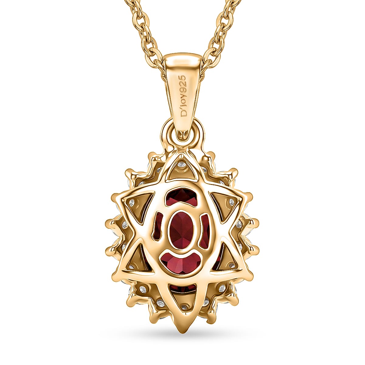 D'Joy Premium Ouro Fino Rubellite and Diamond 1.70 ctw Pendant Necklace in 18K Vermeil Yellow Gold Over Sterling Silver (20 Inches) image number 4