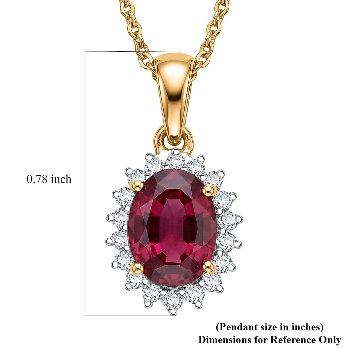 D'Joy Premium Ouro Fino Rubellite and Diamond 1.70 ctw Pendant Necklace in 18K Vermeil Yellow Gold Over Sterling Silver (20 Inches) image number 5