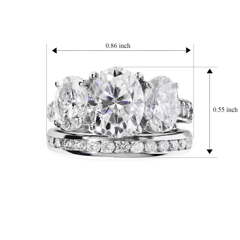 D'Joy Moissanite 6.90 ctw Set of 2 Rhythm of Time Ring in Rhodium Over Sterling Silver (Size 5)