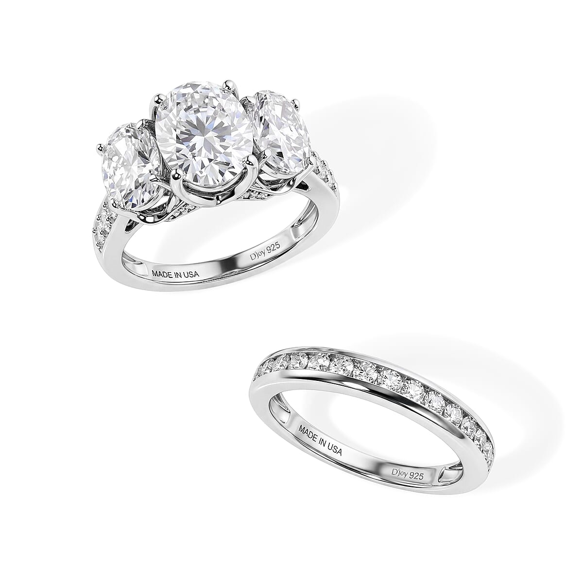 D'Joy Moissanite 6.90 ctw Set of 2 Band Ring in Rhodium Over Sterling Silver (Size 7) image number 4