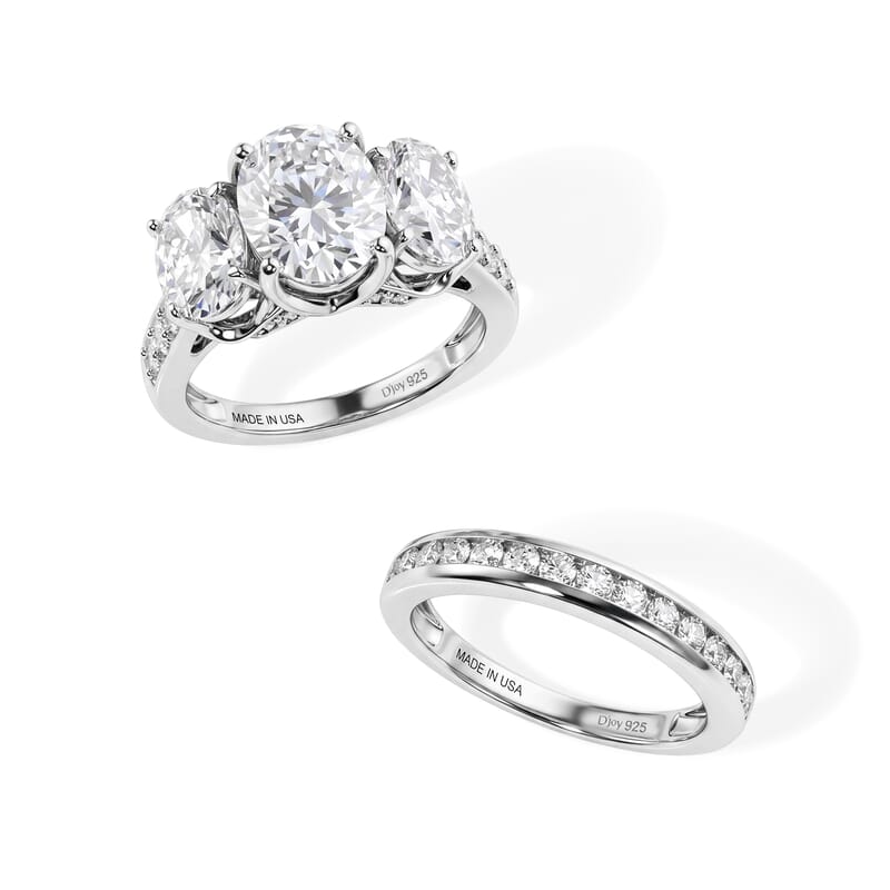 D'Joy Moissanite 6.90 ctw Set of 2 Rhythm of Time Ring in Rhodium Over Sterling Silver (Size 7)