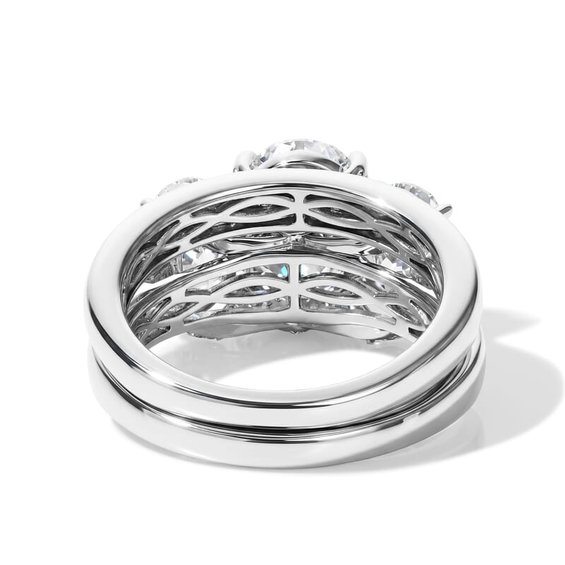 D'Joy Moissanite 6.90 ctw Set of 2 Rhythm of Time Ring in Rhodium Over Sterling Silver (Size 7)