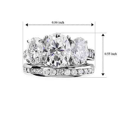 D'Joy Moissanite 6.90 ctw Set of 2 Rhythm of Time Ring in Rhodium Over Sterling Silver (Size 7)