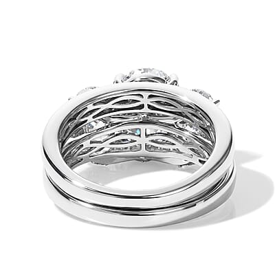 D'Joy Moissanite 6.90 ctw Set of 2 Rhythm of Time Ring in Rhodium Over Sterling Silver (Size 8)