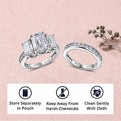 D'Joy Moissanite 5.75 ctw Set of 2 Rhythm of Time Ring in Rhodium Over Sterling Silver (Size 5)
