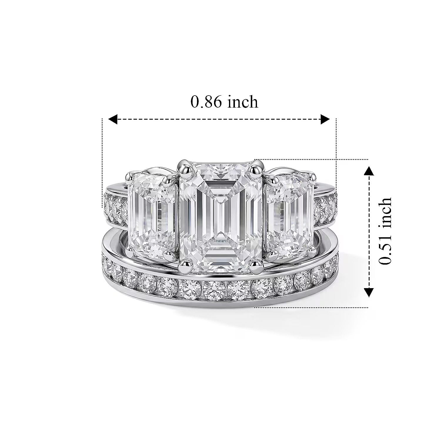 D'Joy Moissanite 5.75 ctw Set of 2 Rhythm of Time Ring in Rhodium Over Sterling Silver (Size 5)
