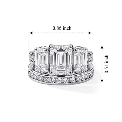 D'Joy Moissanite 5.75 ctw Set of 2 Rhythm of Time Ring in Rhodium Over Sterling Silver (Size 5)