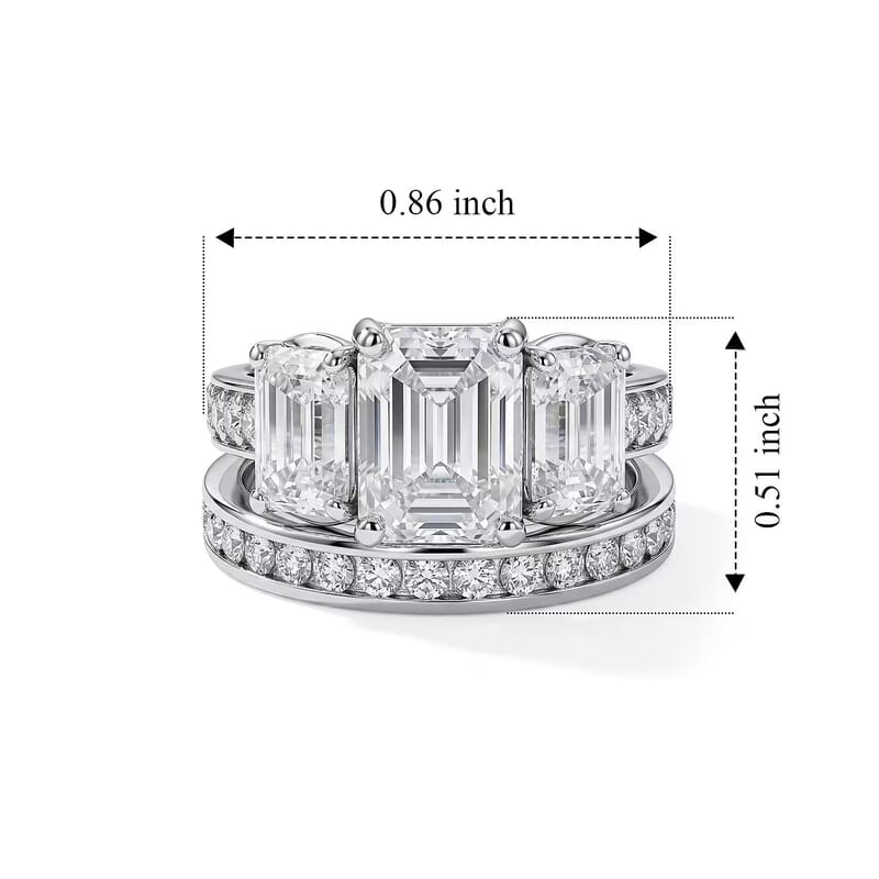 D'Joy Moissanite 5.75 ctw Set of 2 Rhythm of Time Ring in Rhodium Over Sterling Silver (Size 5)