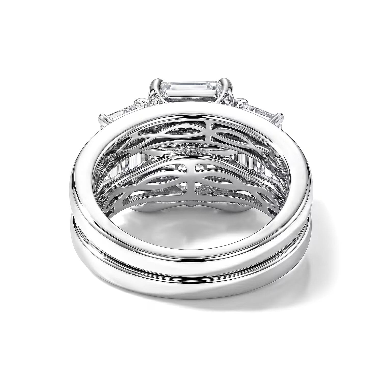 D'Joy Moissanite 5.75 ctw Set of 2 Rhythm of Time Ring in Rhodium Over Sterling Silver (Size 5)