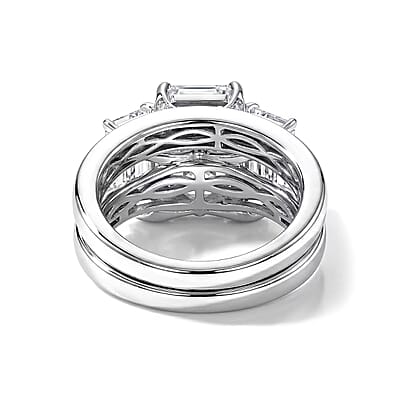 D'Joy Moissanite 5.75 ctw Set of 2 Rhythm of Time Ring in Rhodium Over Sterling Silver (Size 5)