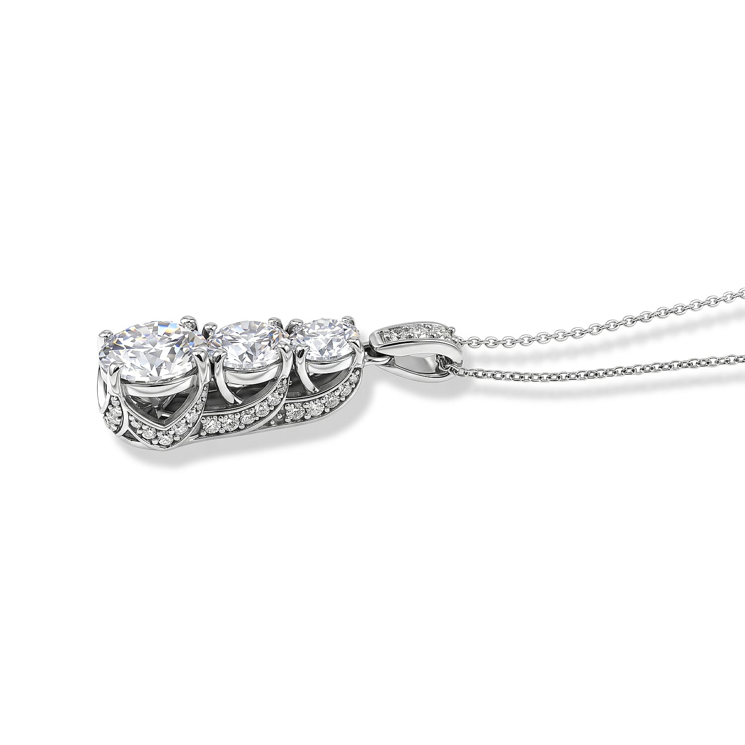D'Joy Moissanite 5.15 ctw Pendant Necklace in Rhodium Over Sterling Silver 20 Inches