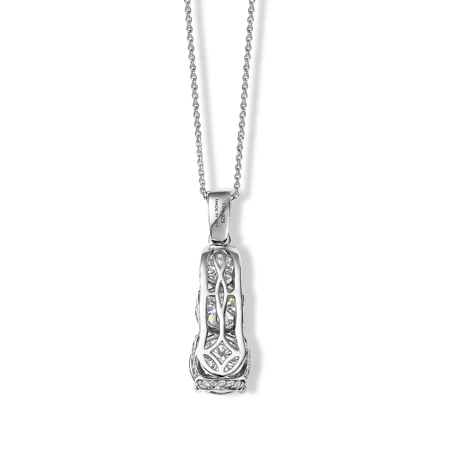 D'Joy Moissanite 5.15 ctw Pendant Necklace in Rhodium Over Sterling Silver 20 Inches