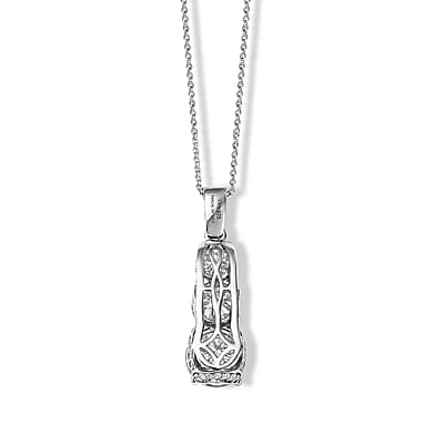 D'Joy Moissanite 5.15 ctw Rhythm of Time Pendant Necklace in Rhodium Over Sterling Silver 20 Inches