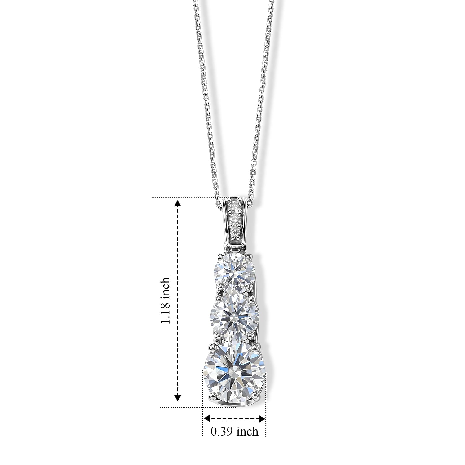 D'Joy Moissanite 5.15 ctw Pendant Necklace in Rhodium Over Sterling Silver 20 Inches