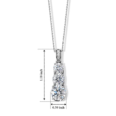D'Joy Moissanite 5.15 ctw Rhythm of Time Pendant Necklace in Rhodium Over Sterling Silver 20 Inches