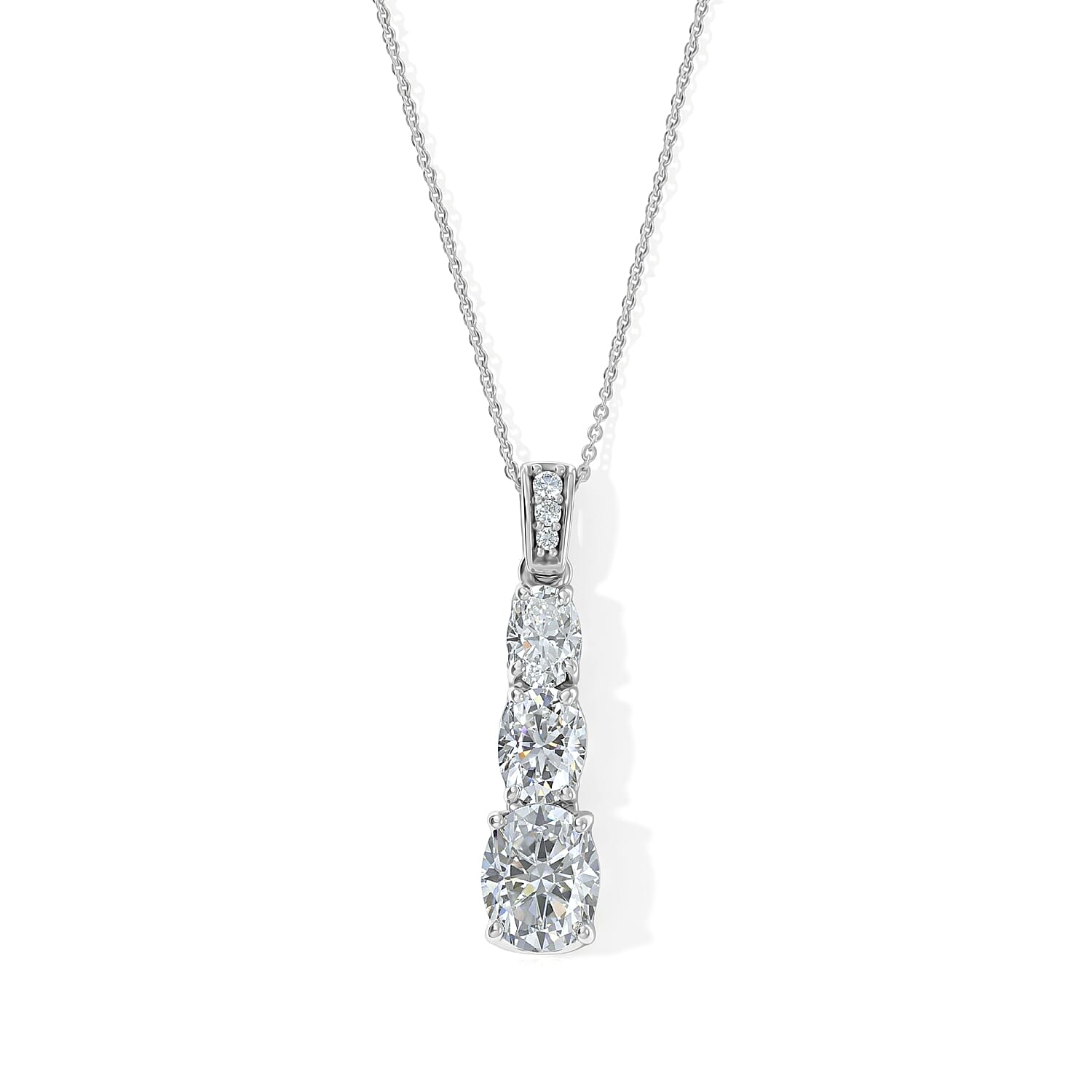 D'Joy Moissanite 7.15 ctw Pendant Necklace in Rhodium Over Sterling Silver 20 Inches