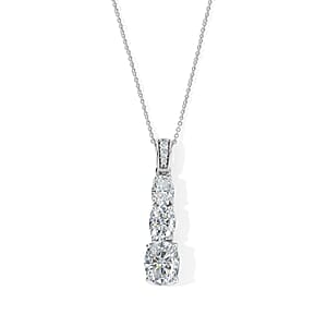 D'Joy Moissanite 7.15 ctw Pendant Necklace in Rhodium Over Sterling Silver 20 Inches 