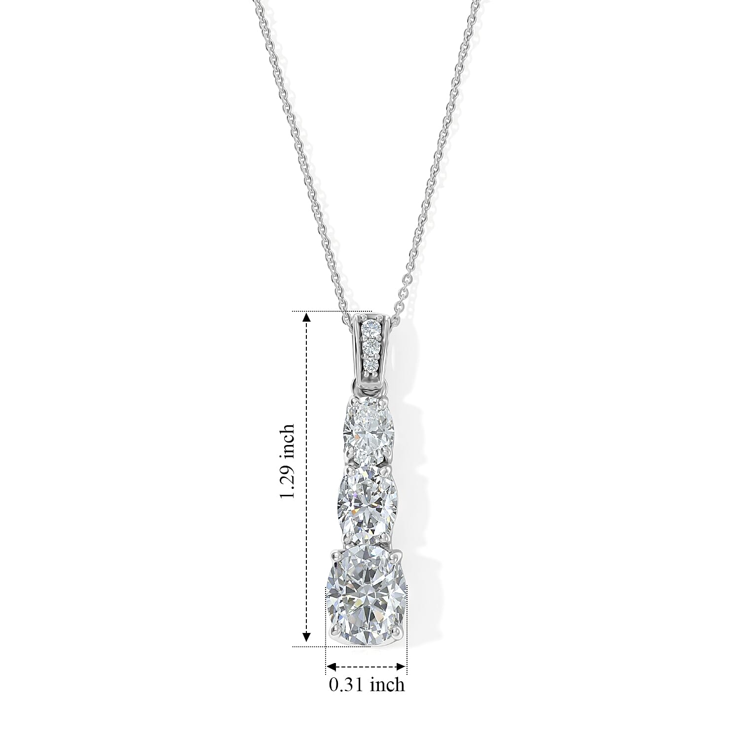 D'Joy Moissanite 7.15 ctw Pendant Necklace in Rhodium Over Sterling Silver 20 Inches