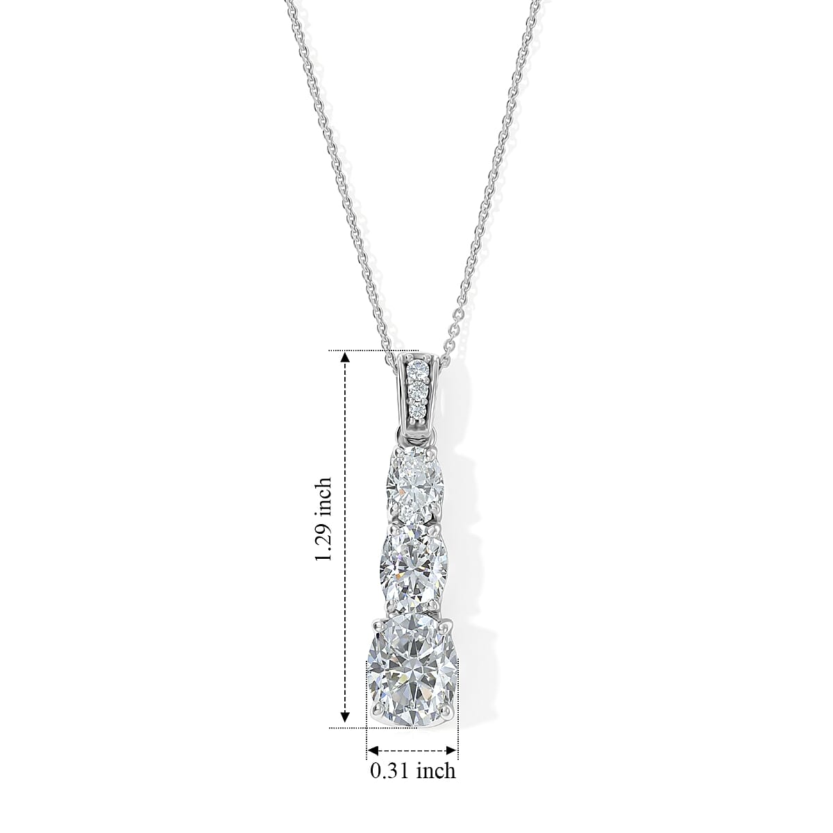 D'Joy Moissanite 7.15 ctw Pendant Necklace in Rhodium Over Sterling Silver 20 Inches  image number 4