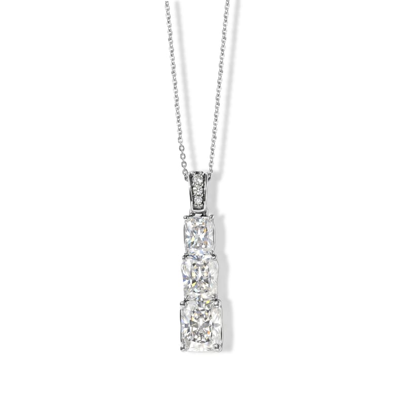 D'Joy Moissanite 5.60 ctw Rhythm of Time Pendant Necklace in Rhodium Over Sterling Silver 20 Inches