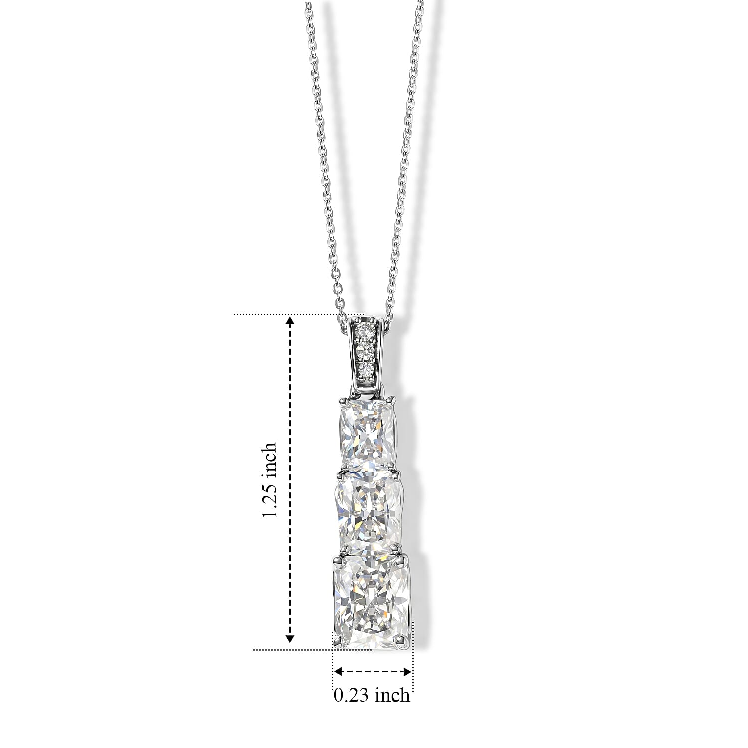 D'Joy Moissanite 5.60 ctw Rhythm of Time Pendant Necklace in Rhodium Over Sterling Silver 20 Inches