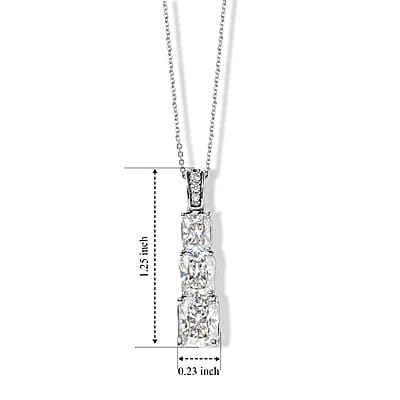 D'Joy Moissanite 5.60 ctw Rhythm of Time Pendant Necklace in Rhodium Over Sterling Silver 20 Inches