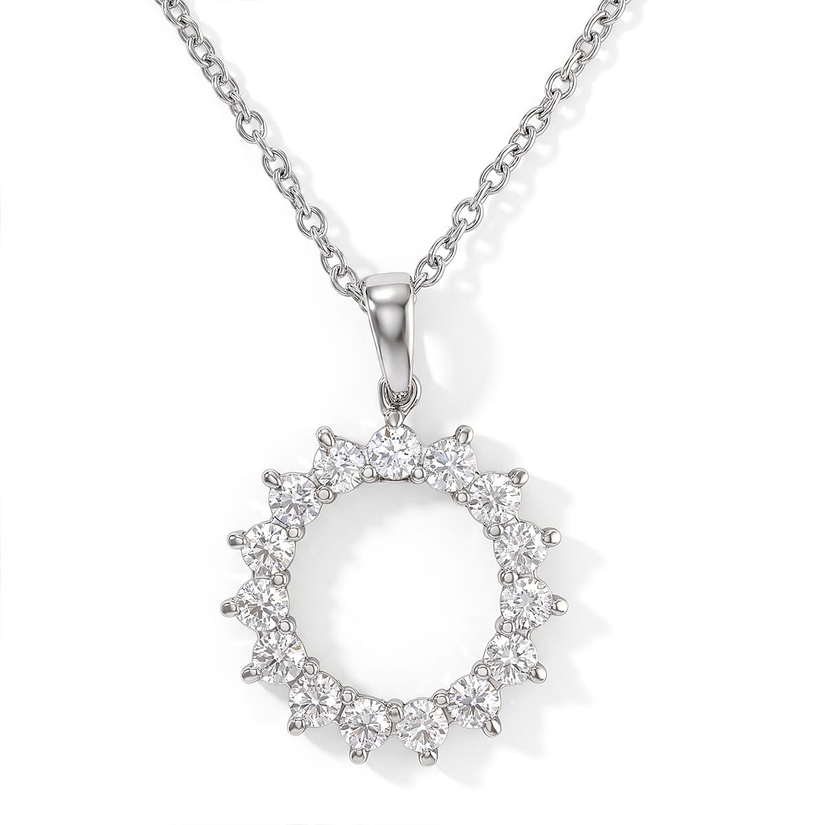 EverTrue Moissanite 1.15 ctw Pendant Necklace in Stainless Steel 20 Inches