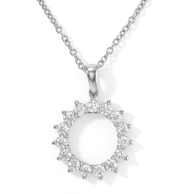 EverTrue Moissanite 1.15 ctw Pendant Necklace in Stainless Steel 20 Inches