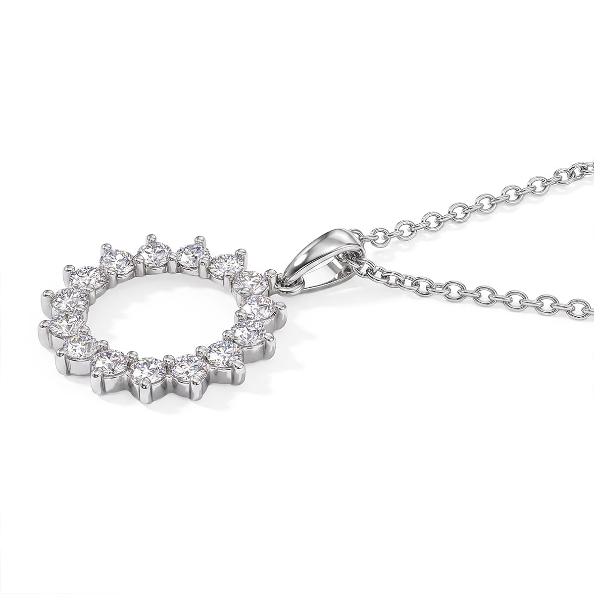 EverTrue Moissanite 1.15 ctw Pendant Necklace in Stainless Steel 20 Inches