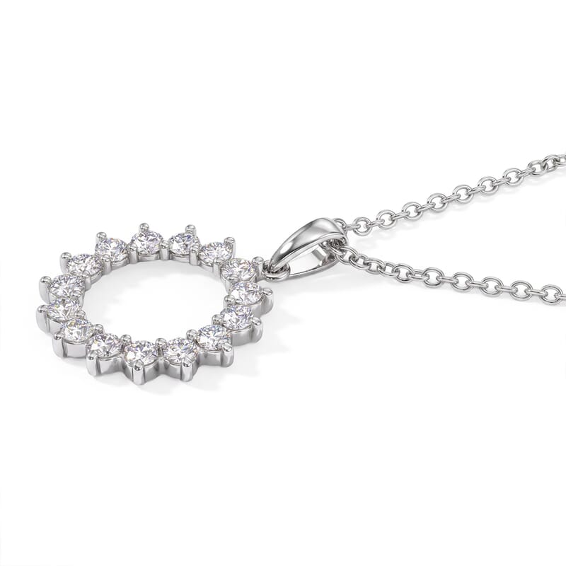 EverTrue Moissanite 1.15 ctw Pendant Necklace in Stainless Steel 20 Inches