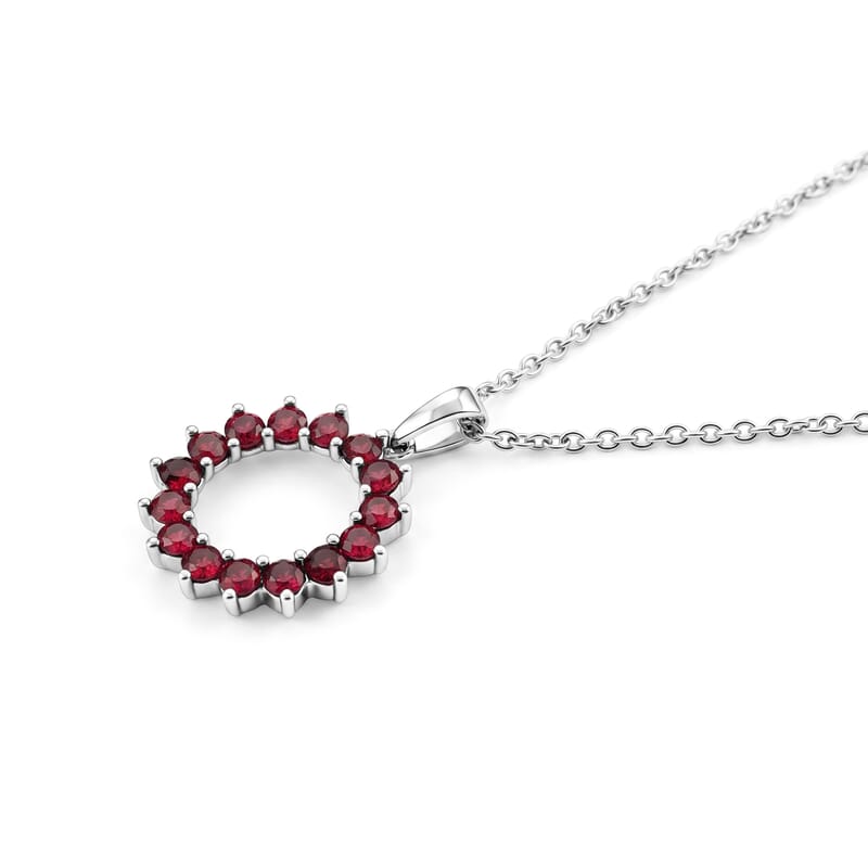 EverTrue Orissa Rose Garnet 1.90 ctw Pendant Necklace in Stainless Steel 20 Inches