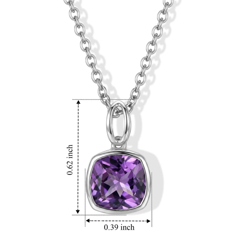 D'Joy Mashamba Amethyst 1.85 ctw Pendant in Rhodium Over Sterling Silver with Stainless Steel Necklace 20 Inches