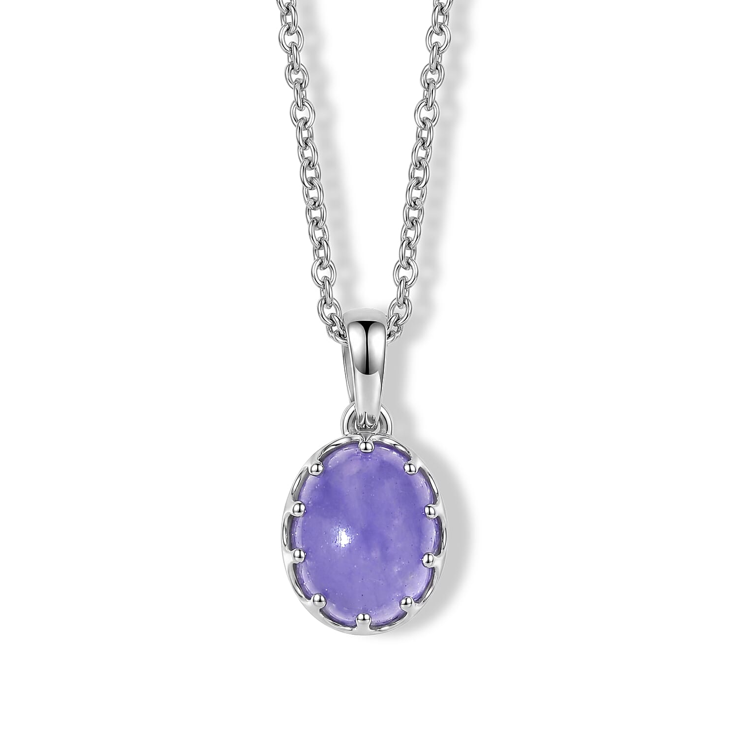 D''Joy Black Jade Pendant in Rhodium Over Sterling Silver with Stainless Steel Necklace (20 Inches) 3.30 ctw
