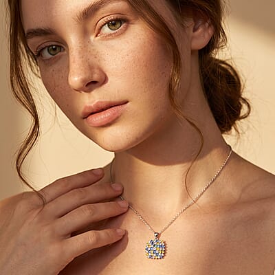 Luxuriant Lab Grown Multi Diamond (IR) (SI) 2.00 ctw Color Carnival Pendant Necklace in Rhodium Over Sterling Silver (20 Inches)