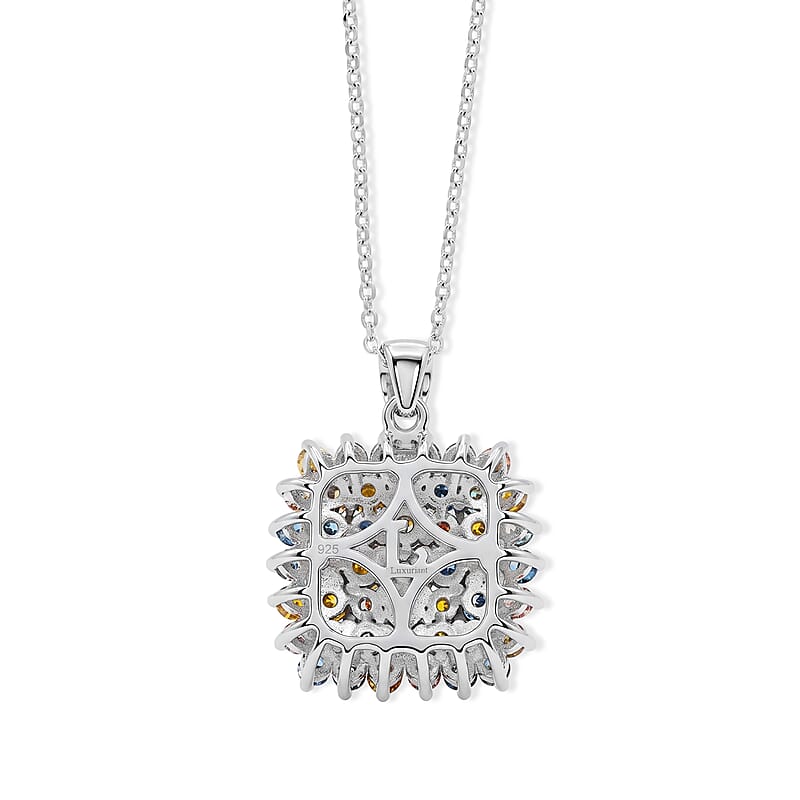 Luxuriant Lab Grown Multi Diamond (IR) (SI) 2.00 ctw Pendant Necklace in Rhodium Over Sterling Silver (20 Inches)
