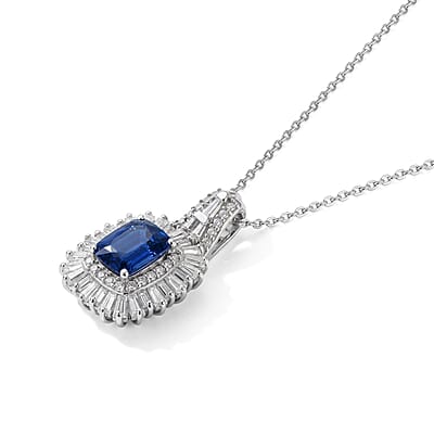 D'Joy AAA Kashmir Kyanite and Moissanite 3.10 ctw Pendant Necklace in Rhodium Over Sterling Silver 20 Inches