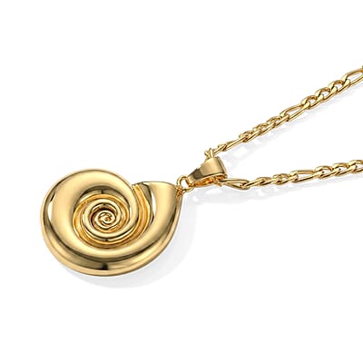 Spiral Shell Necklace (17.50 Inches) and Earrings in Goldtone