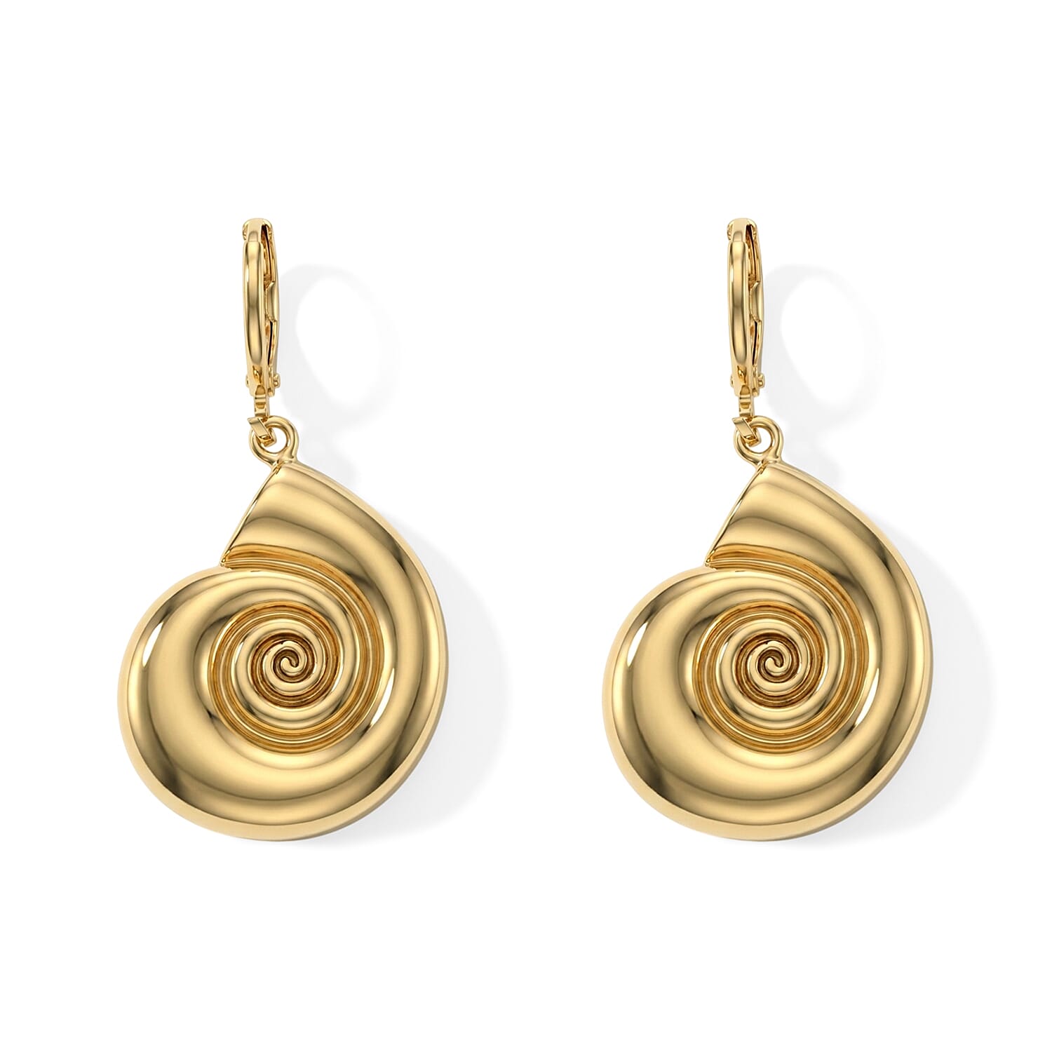 Spiral Shell Necklace (17.50 Inches) and Earrings in Goldtone