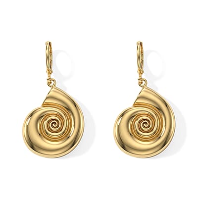 Spiral Shell Necklace (17.50 Inches) and Earrings in Goldtone