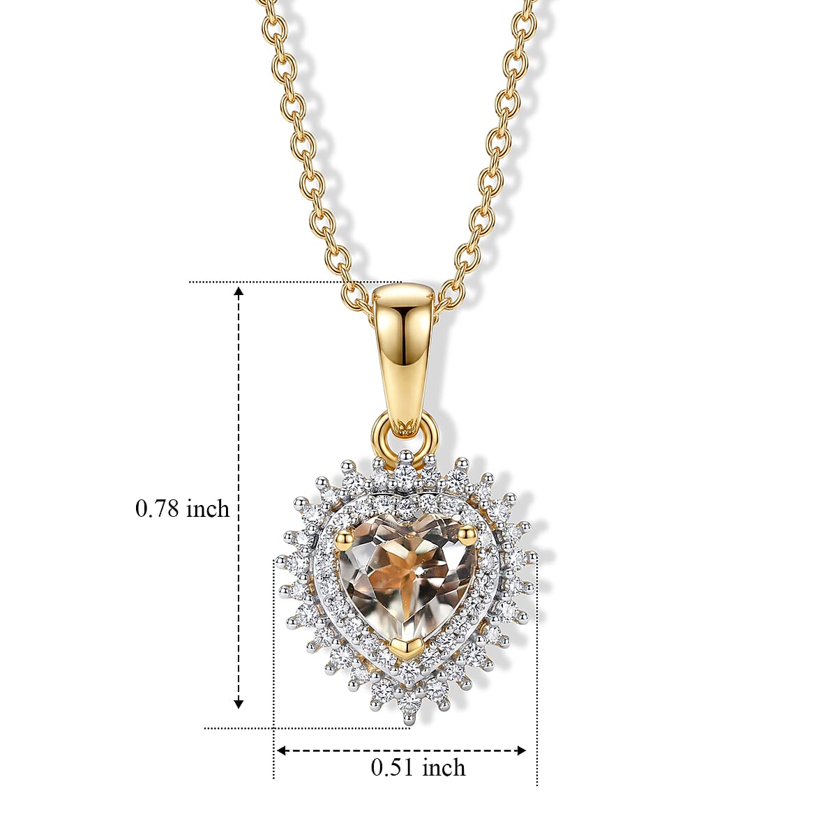 D'Joy AAA Turkizite and Moissanite 1.10 ctw Golden Romance Pendant Necklace in 18K Vermeil Yellow Gold Over Sterling Silver (20 Inches) image number 4