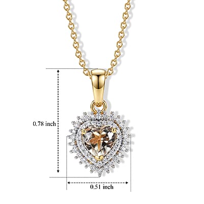 D'Joy AAA Turkizite and Moissanite 1.10 ctw Golden Romance Pendant Necklace in 18K Vermeil Yellow Gold Over Sterling Silver (20 Inches)