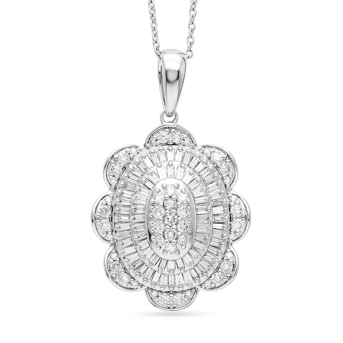 D'Joy Diamond 1.00 ctw Pendant Necklace in Rhodium Over Sterling Silver (20 Inches)