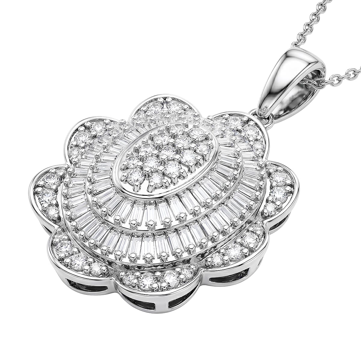 D'Joy Diamond 1.00 ctw Pendant Necklace in Rhodium Over Sterling Silver (20 Inches) image number 3