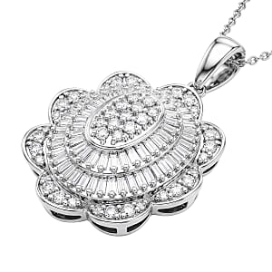 D'Joy Diamond 1.00 ctw Pendant Necklace in Rhodium Over Sterling Silver (20 Inches)